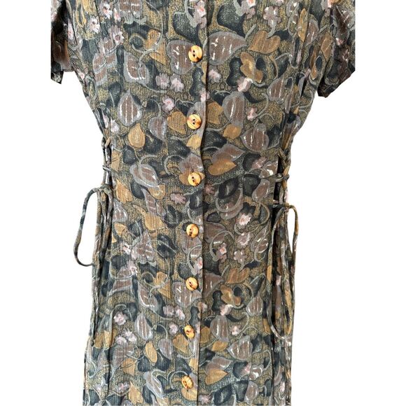 Vintage 80’s Betsy’s Things Floral Cottage Core Coastal Grandma Button Up Midi D - Picture 4 of 8